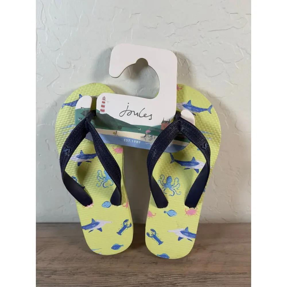 Joules Boys’ flip flop‎ Sandal Sea Creatures size 2 Kids New!